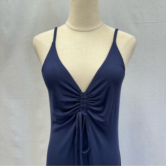 Lou & Grey Signaturesoft navy stretch jersey knit midi dress size medium - Picture 9 of 14